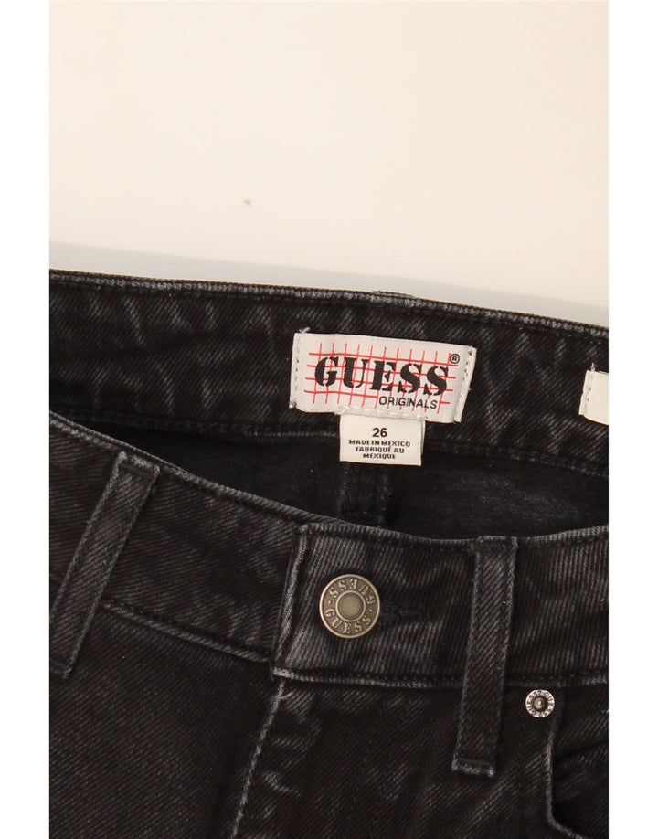 GUESS Vaqueros rectos de talle alto para mujer W26 L26 Negro