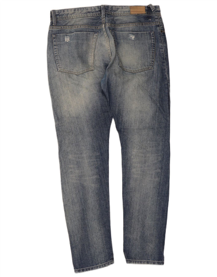 Zara Jeans ajustados desgastados para mujer EU 42 Large W32 L30 Azul