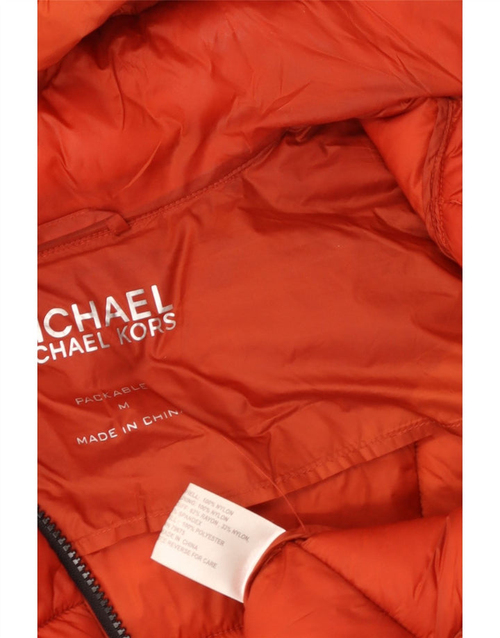 MICHAEL KORS Abrigo acolchado con capucha para mujer UK 44 Nylon naranja mediano