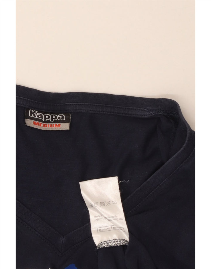 KAPPA Camiseta gráfica para mujer Top UK 12 Medium Azul marino Algodón