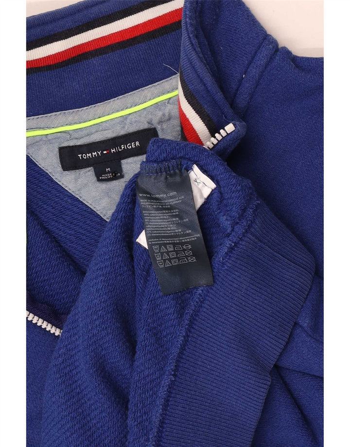 Tommy Hilfiger Sudadera con Cuello y Cremallera para Hombre Jersey de algodón Azul Medio