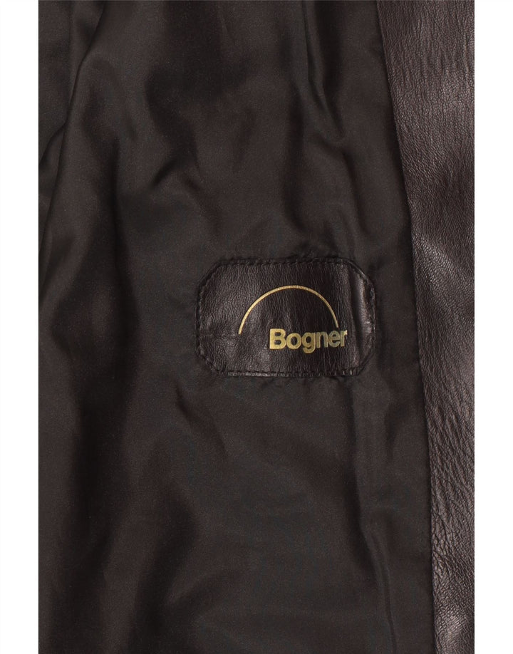 BOGNER Chaqueta de cuero corta para mujer UK 44 Mediana Negro
