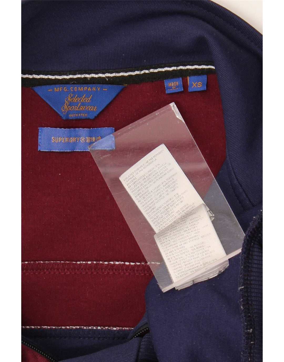 SUPERDRY Chaqueta de chándal para hombre XS Azul marino Colorblock Poliéster