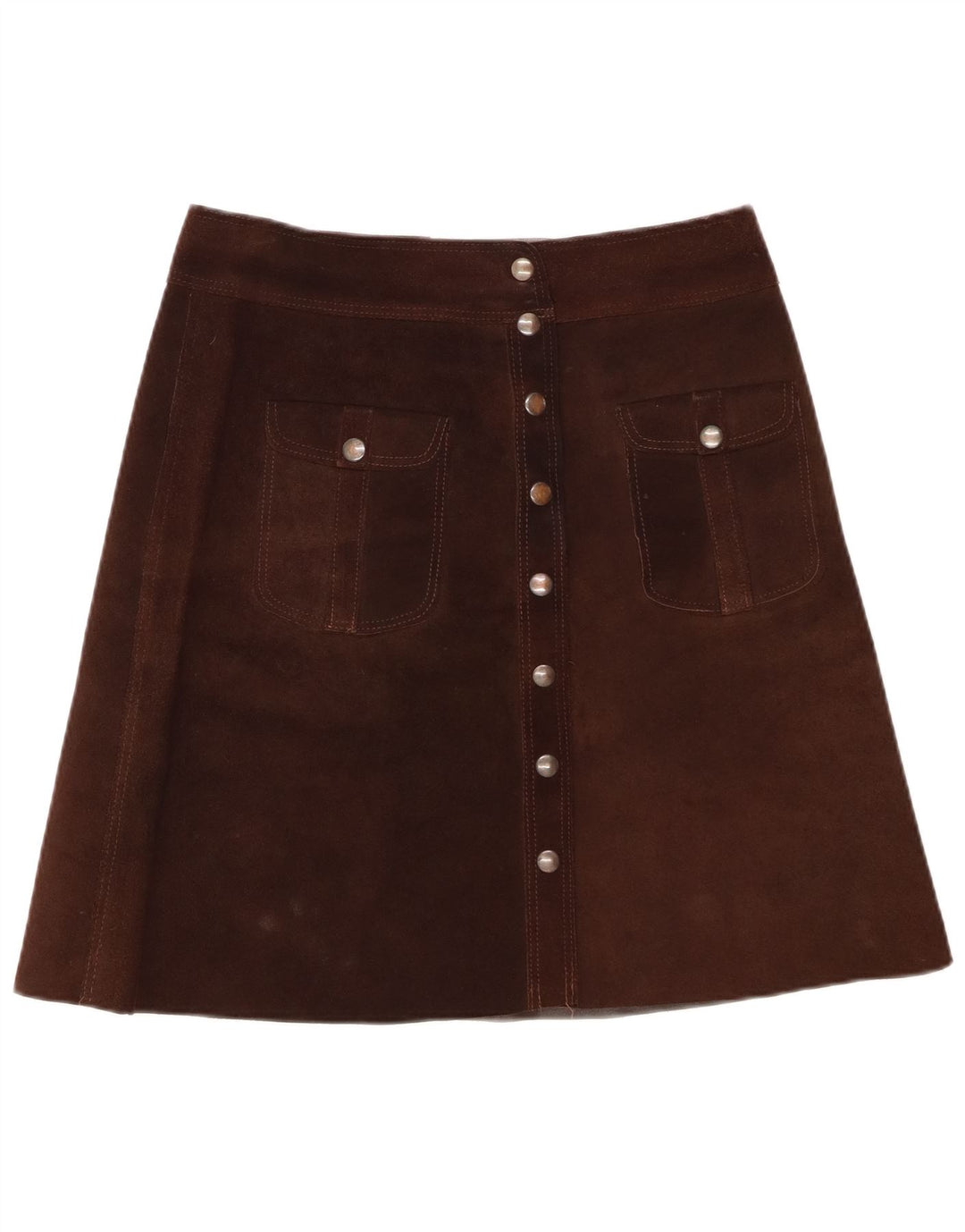 Falda de ante vintage para mujer W32 marrón grande
