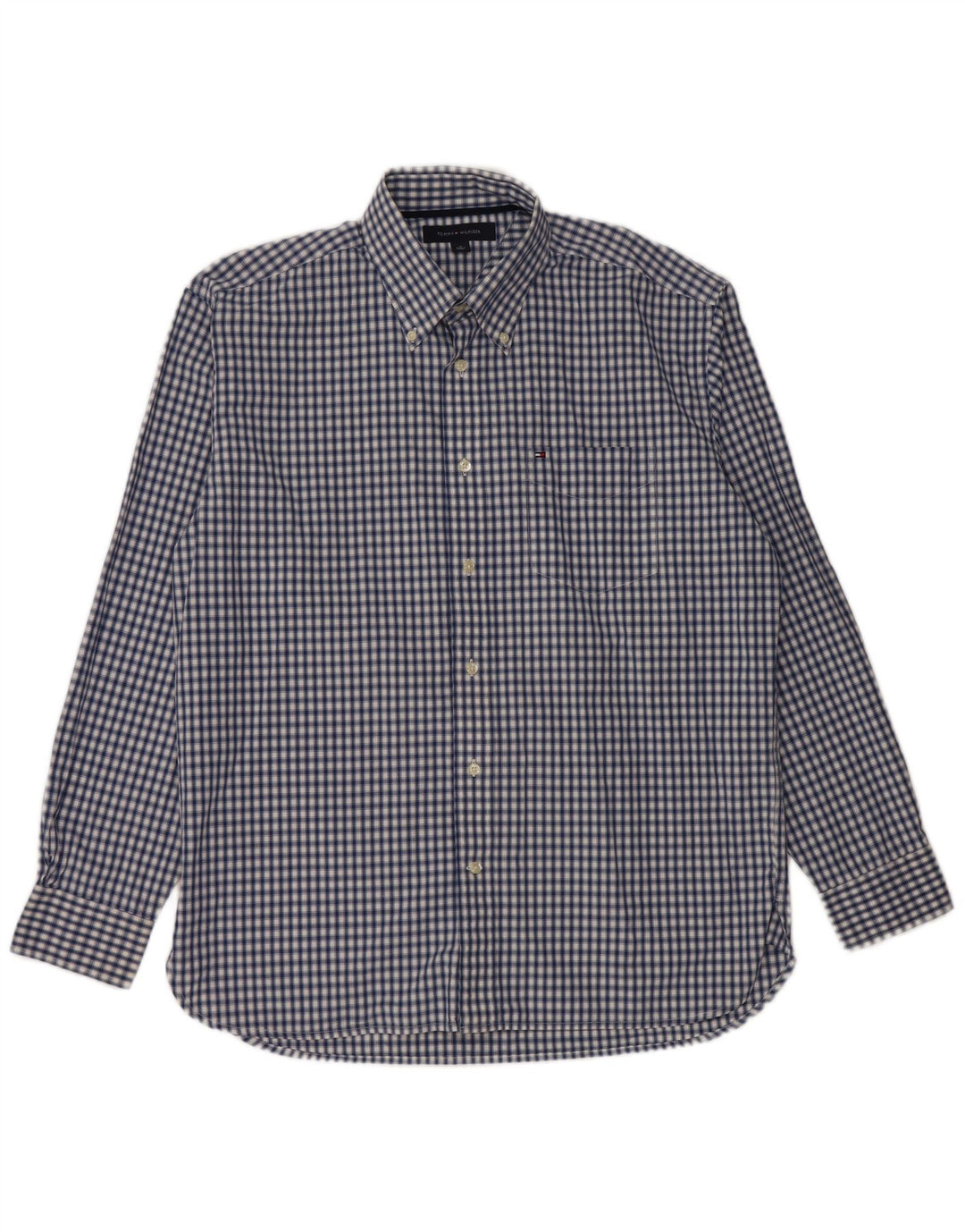 Camisa TOMMY HILFIGER Hombre Algodón Vichy Azul Medio