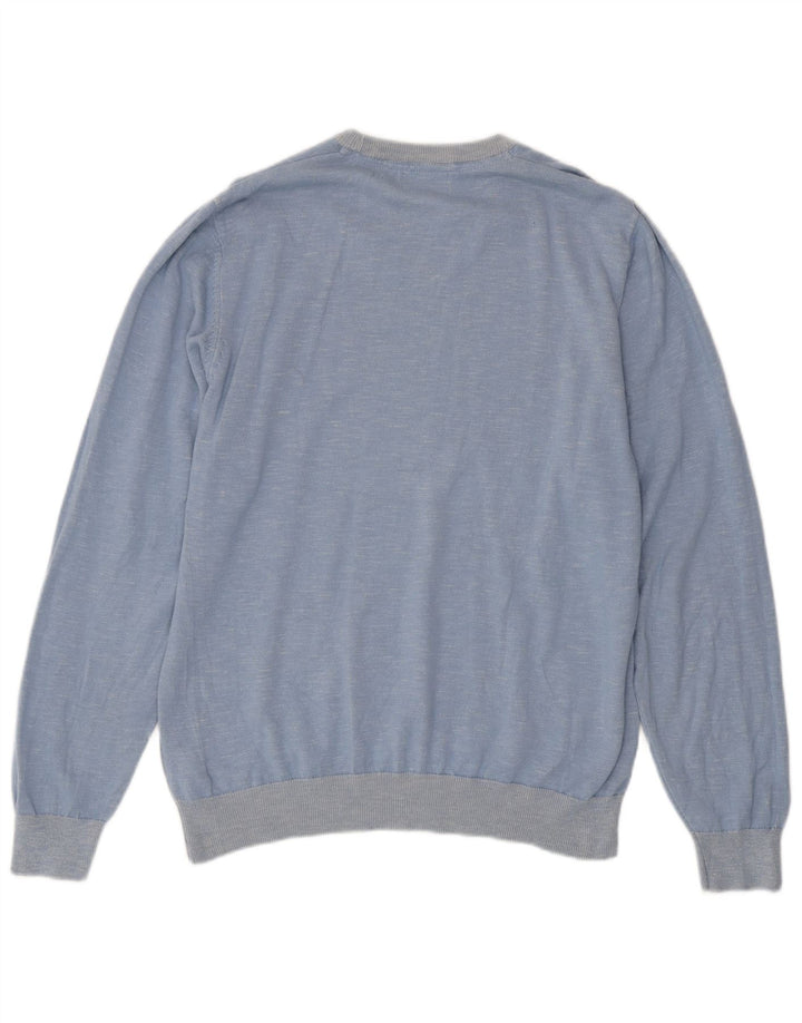 Marks & Spencer - Jersey de cuello redondo para hombre, talla grande, moteado en azul