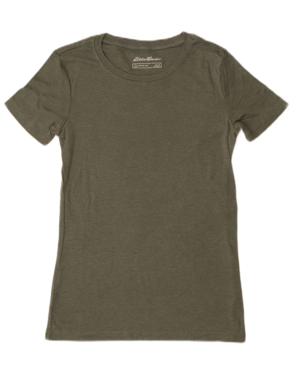 EDDIE BAUER Camiseta para mujer Top UK 10 Small Khaki Cotton