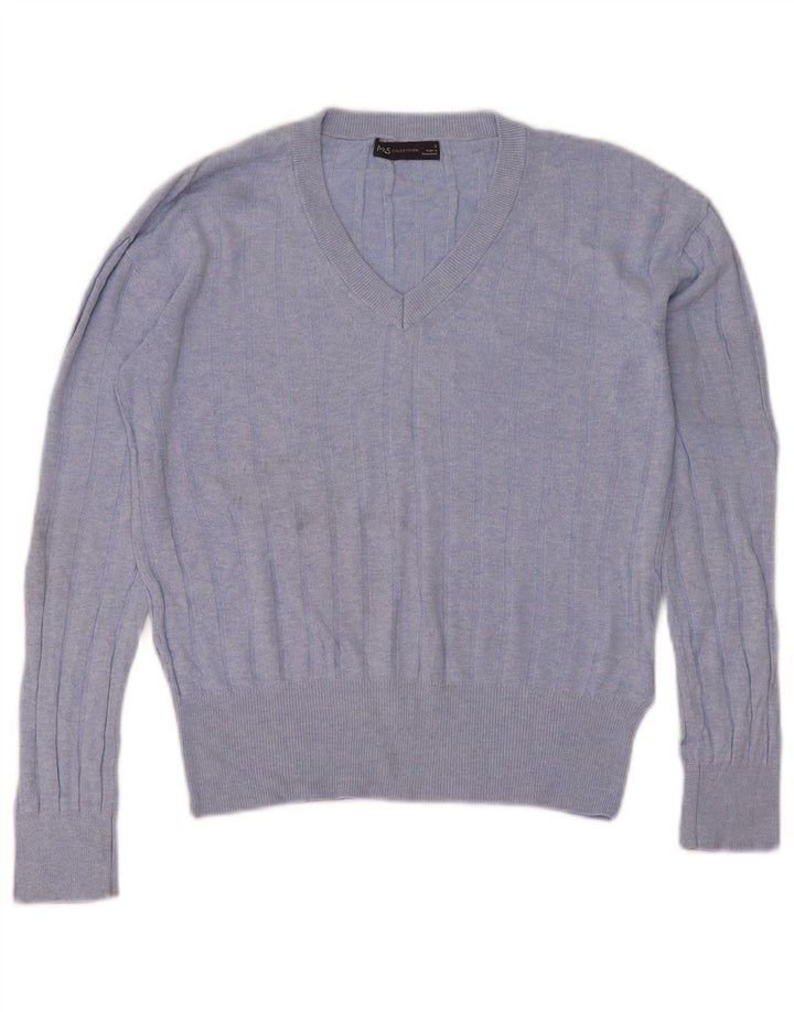 Marks & Spencer Suéter con Cuello en V para Mujer UK 10 Small Blue