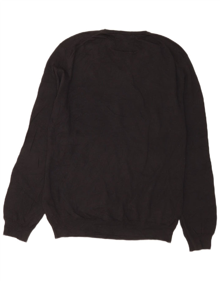 Massimo Dutti Hombre Jersey Cuello En V Jersey Mediano Negro Algodón