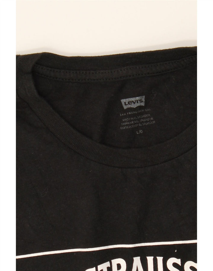LEVI'S Mens Graphic Top Long Sleeve Large Black Vintage Levi's and Second-Hand Levi's from Messina Hembry 