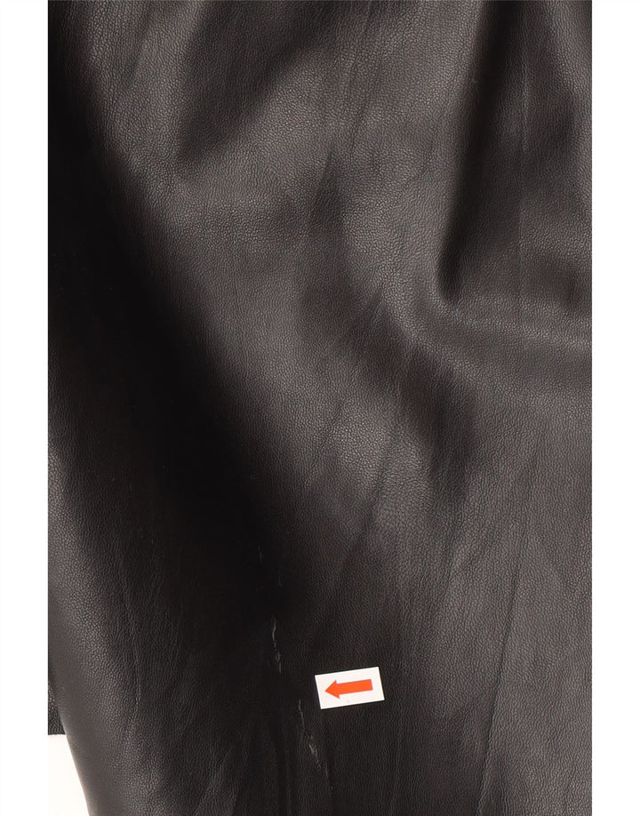 Zara Minifalda De Piel Sintética Mediana W28 Poliéster Negro Mujer