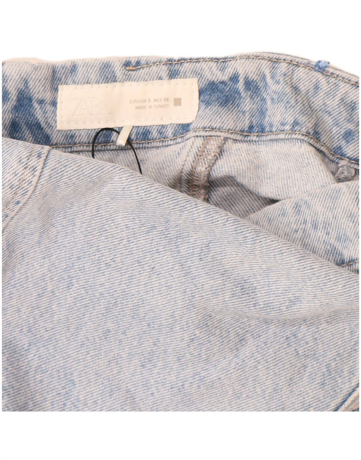Zara Mujer Denim Corset Top Reino Unido 8 Pequeño Algodón Azul