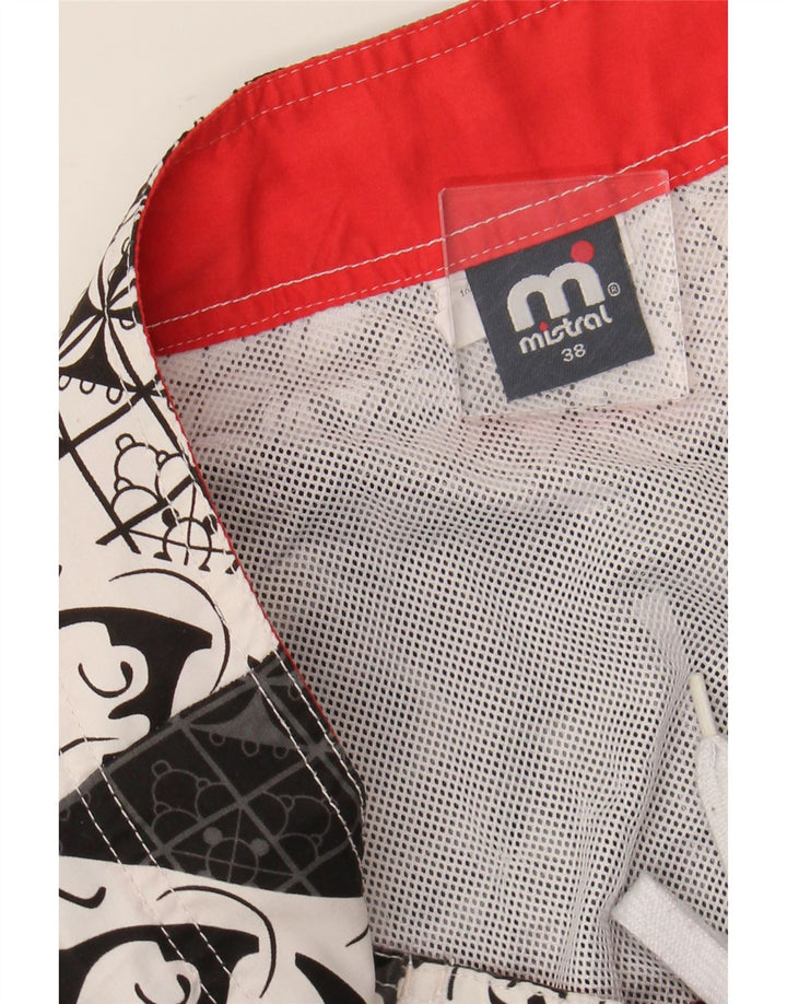 MISTRAL Mens Graphic Swimming Shorts UK 38 Medium Black Geometric