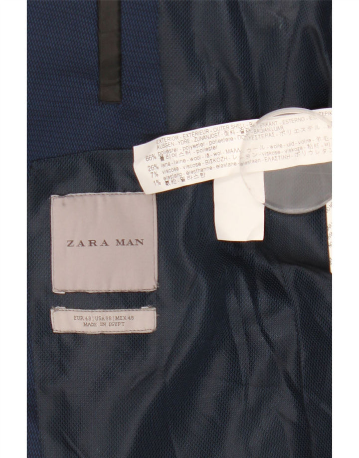 Zara Chaqueta tipo blazer de 2 botones para hombre EU 48 Poliéster azul marino mediano