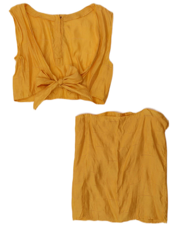 Conjunto de falda corta vintage de 2 piezas para mujer UK 12 Medium W30 Yellow