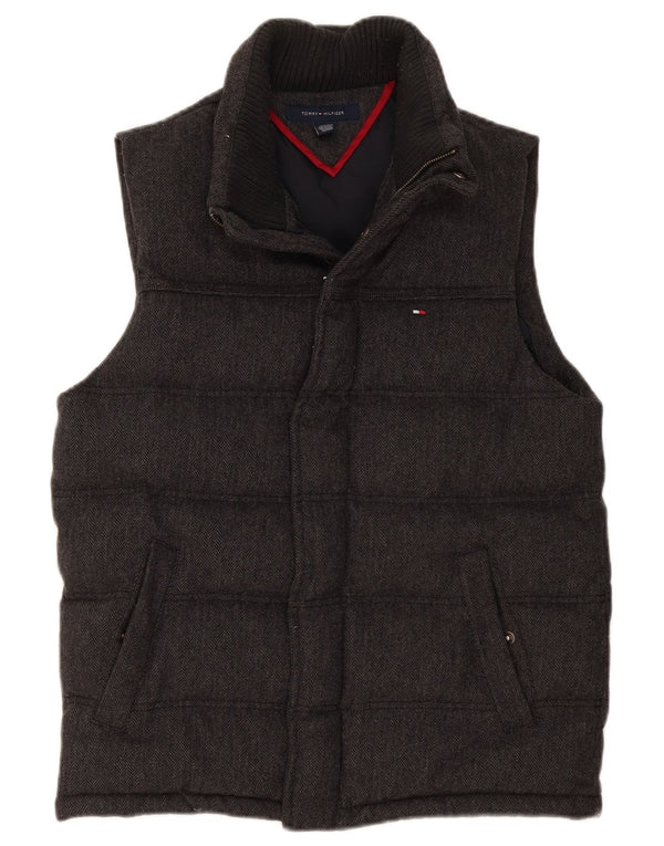 Tommy Hilfiger Chaleco acolchado para hombre UK 34 XS Lana en espiga gris