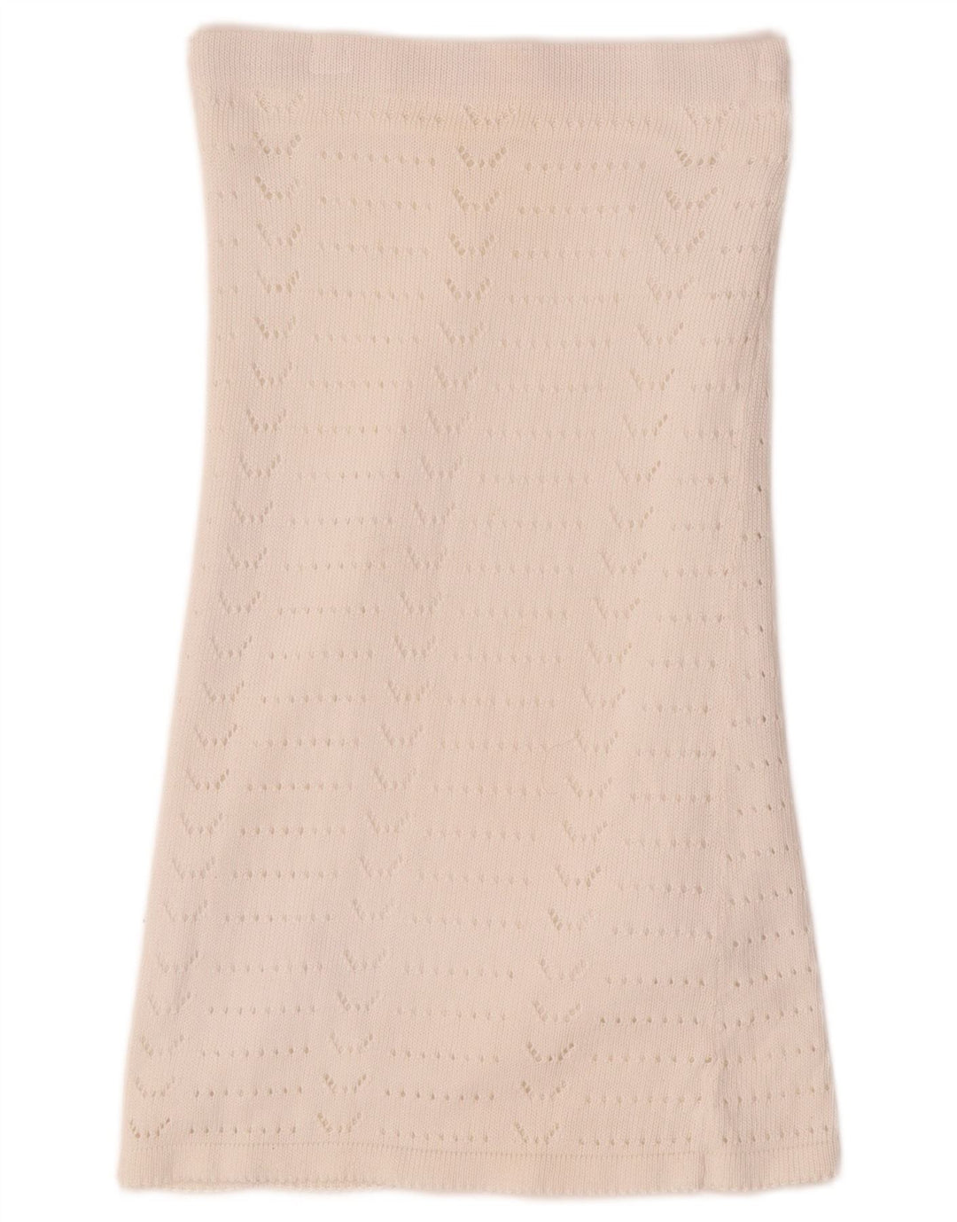 VINTAGE Falda acampanada de punto para mujer W28 Blanco medio