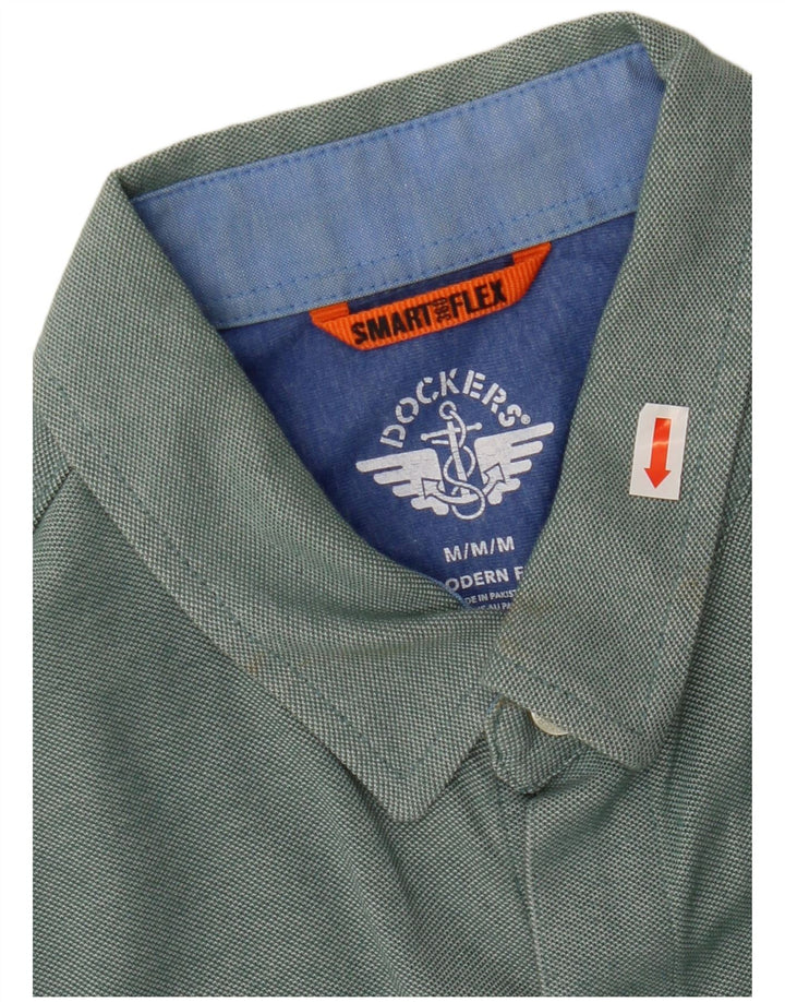 DOCKERS Camisa de manga corta de corte moderno para hombre de algodón verde medio
