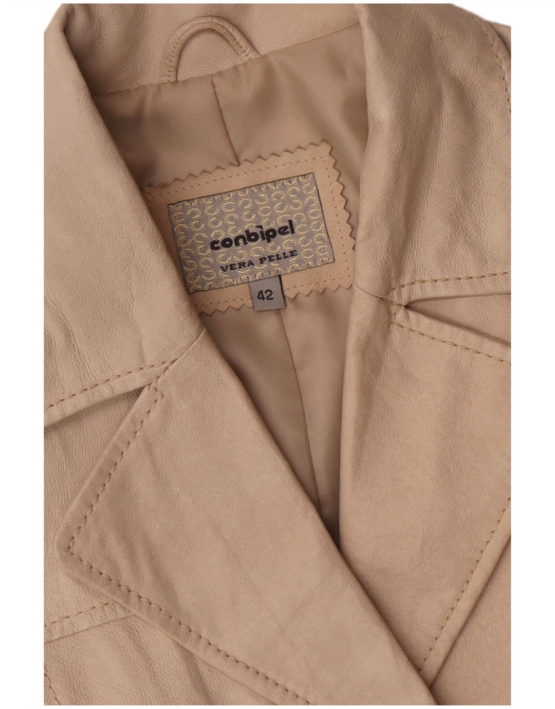 Chaqueta De Cuero Mujer Conbipel IT 42 Cuero Beige Medio