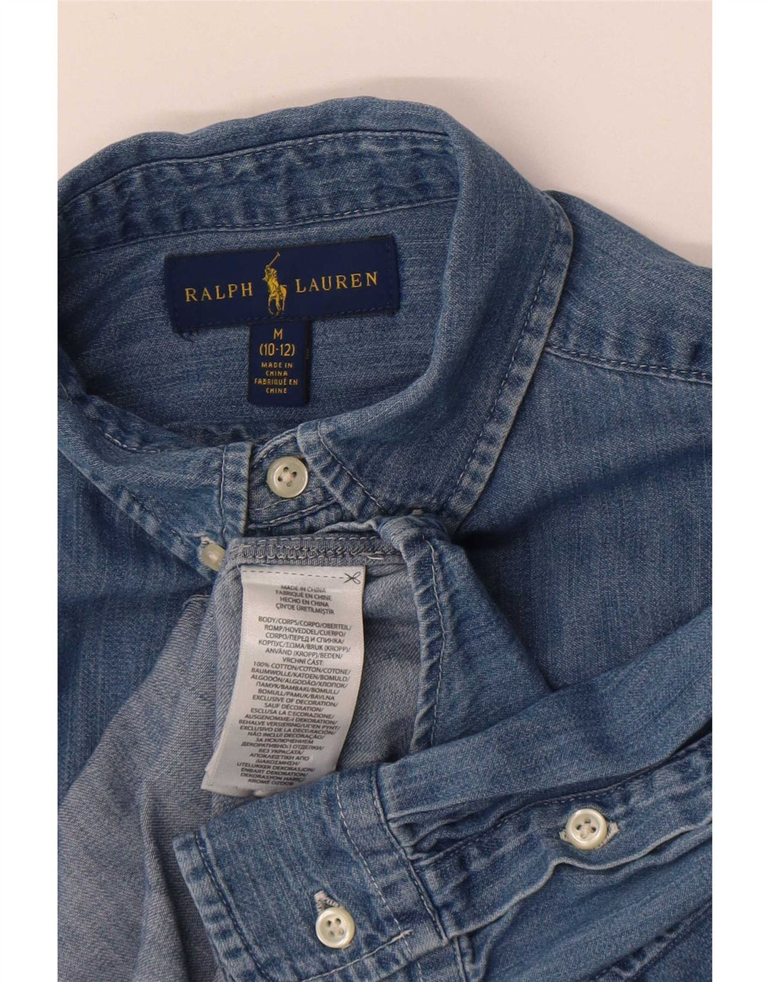 Ralph Lauren Camisa Vaquera para Niños 10-11 Años Azul Medio Algodón