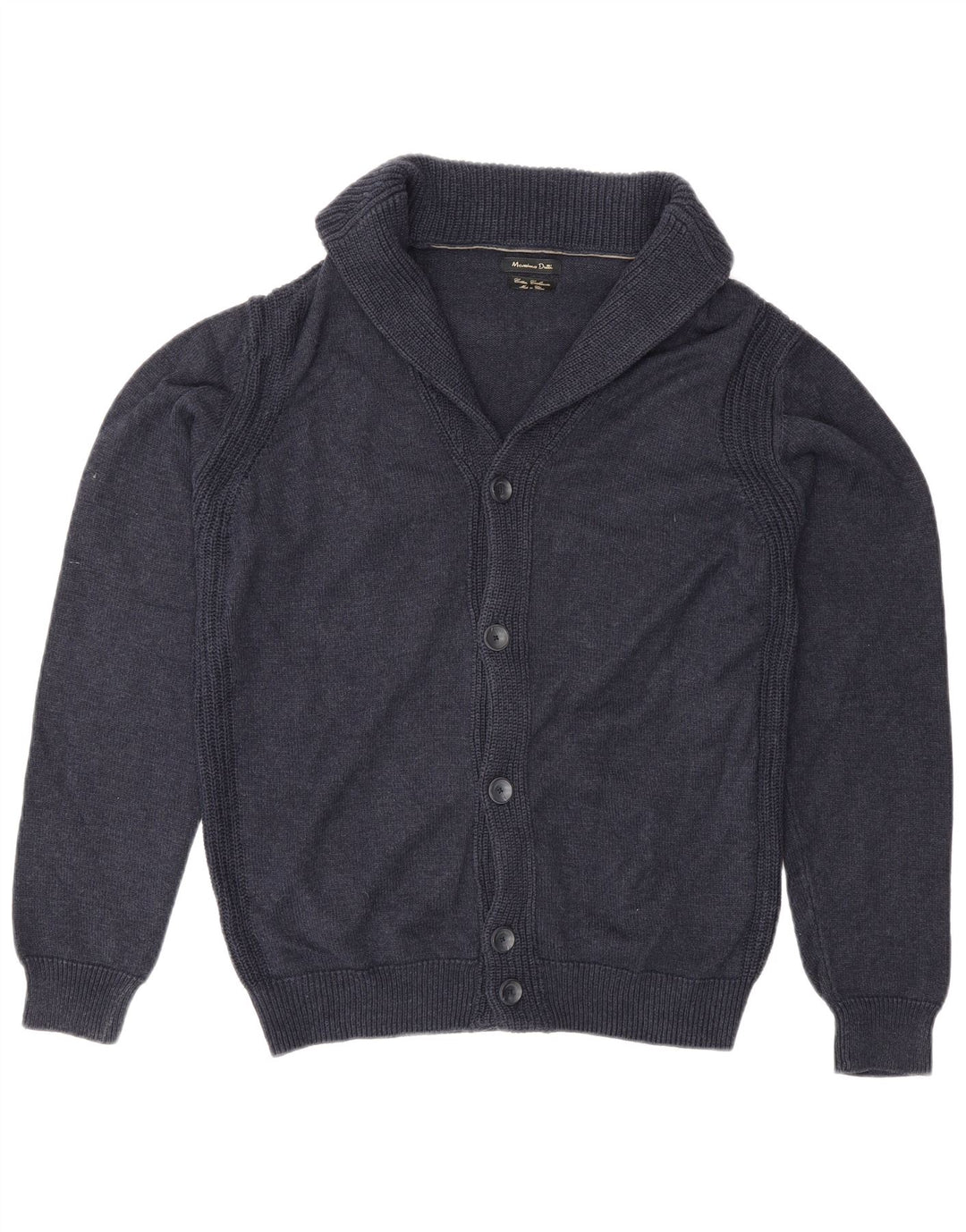 Massimo Dutti Jersey Cárdigan Hombre Mediano Azul Marino Algodón