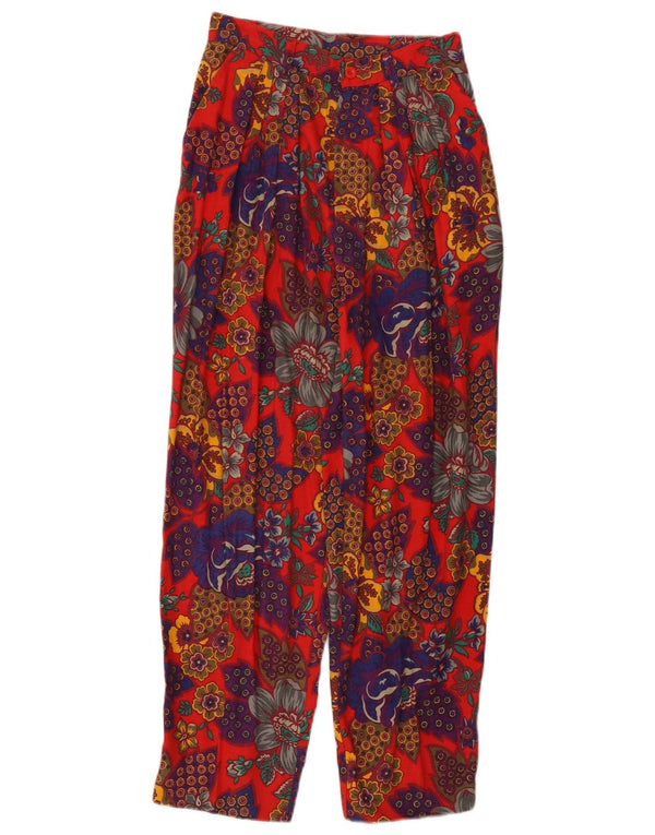 Benetton Pantalones Cortos De Talle Alto IT 42 Medium W26 L26 Rojo Floral