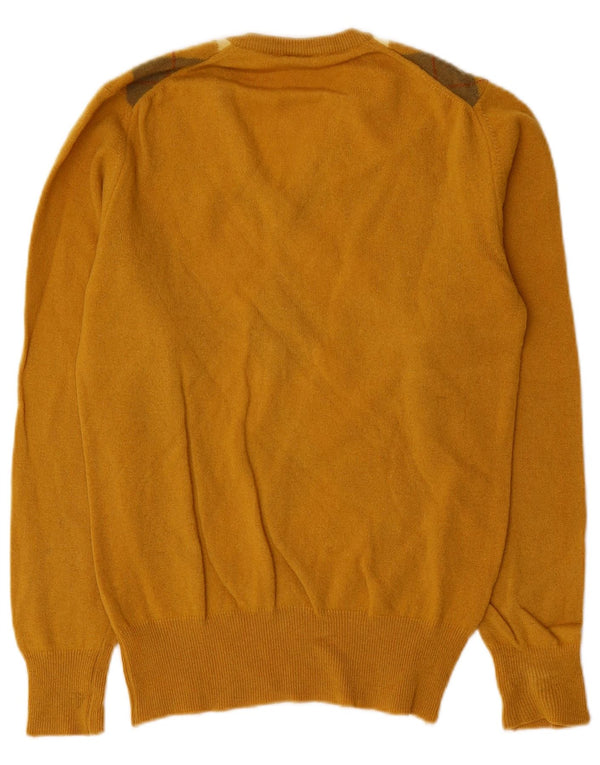 Cutty Sark - Jersey con cuello en V para hombre, talla pequeña, lana amarilla Argyle/Diamond
