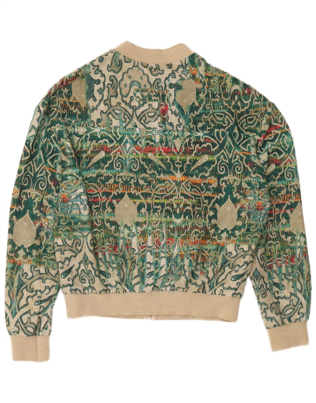 Vintage mujer bomber chaqueta EU 38 medio verde paisley