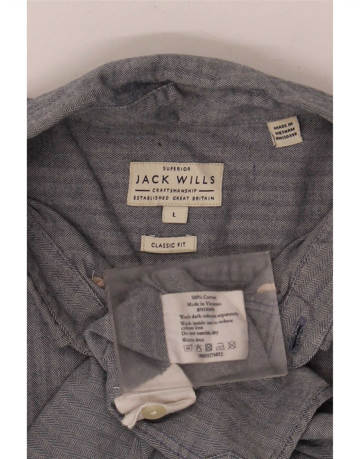 Camisa Jack Wills para hombre de corte clásico de algodón en espiga azul grande