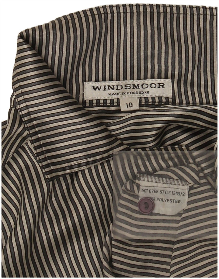 Windsmoor Blusa para mujer US 10 Grande Gris Rayas Poliéster