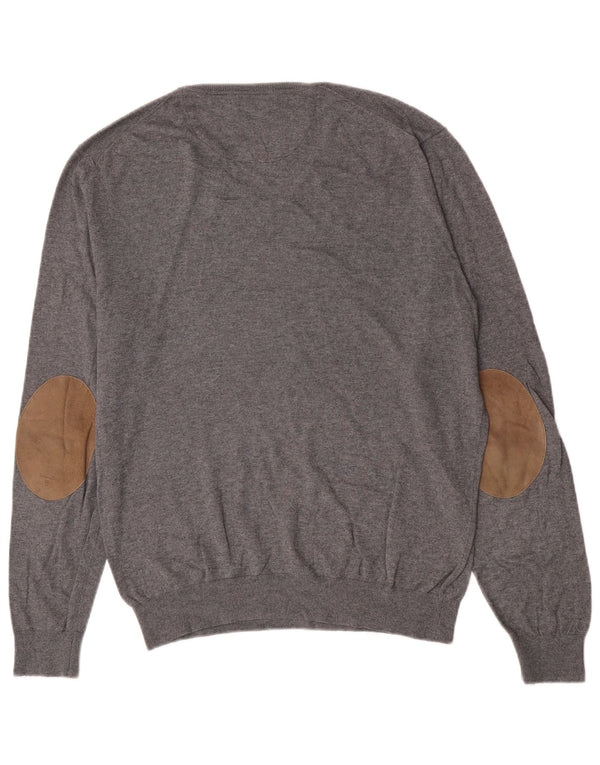 Massimo Dutti Jersey Con Cuello En V Hombre Large Gris Algodón Clásico