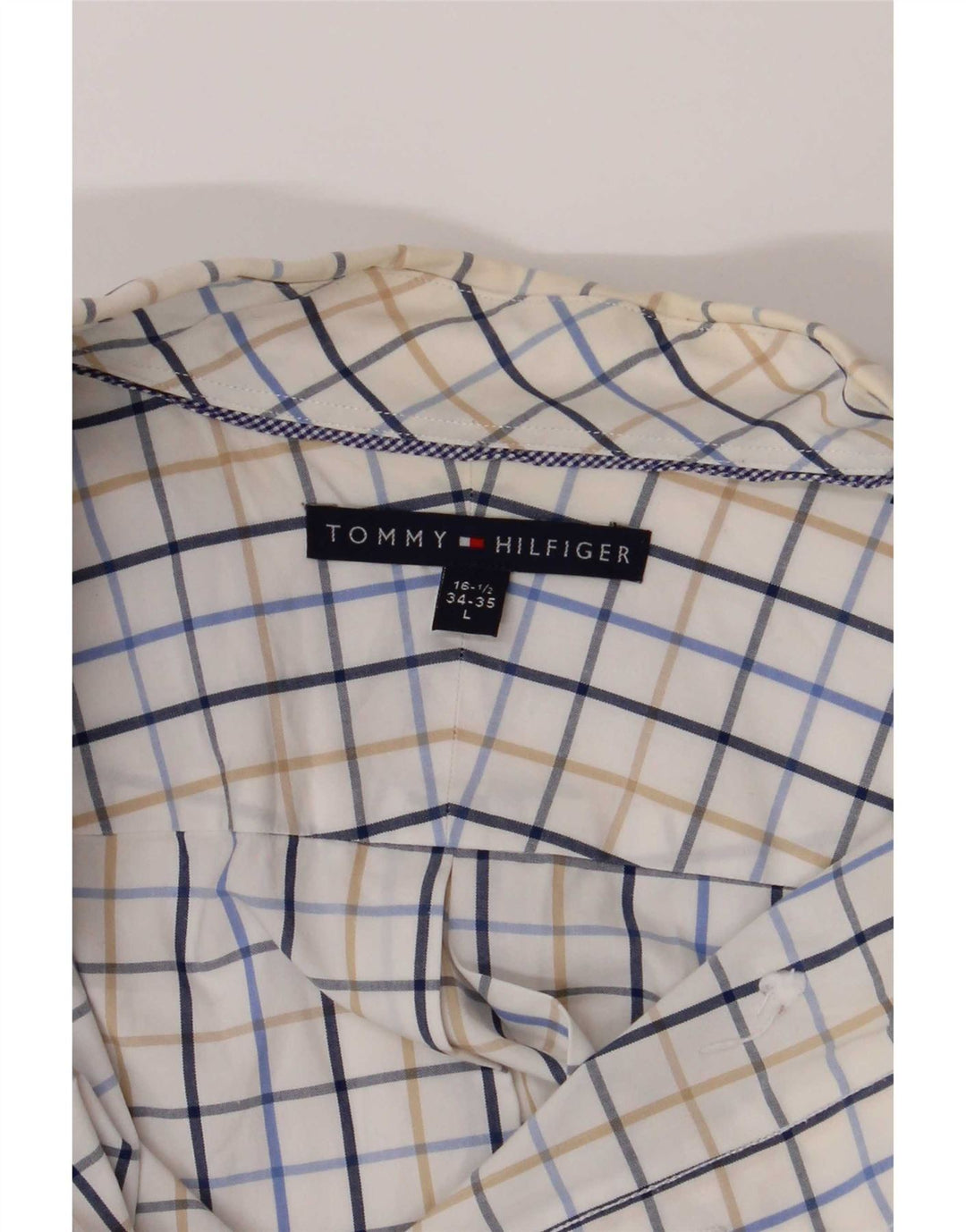 Tommy Hilfiger Camisa para hombre Talla 16 1/2 Grande Cuadros multicolores