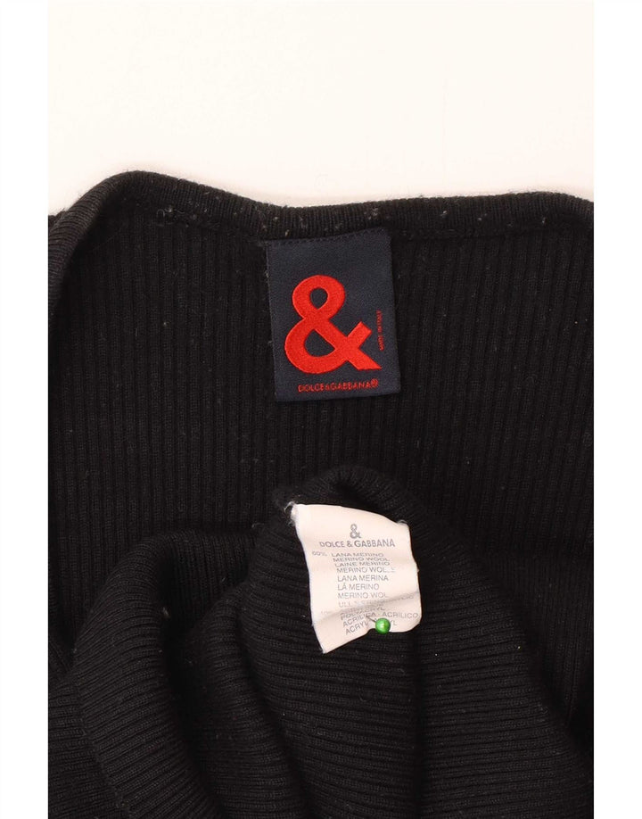 Dolce & Gabbana Top Mujer Manga Larga IT 46 Lana Merino Negra Grande