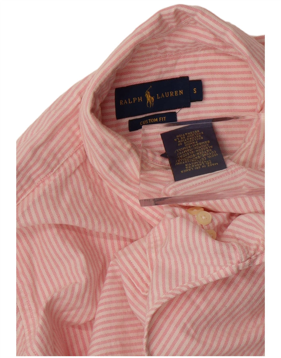 Ralph Lauren Camisa personalizada para hombre de algodón a rayas rosa pequeña