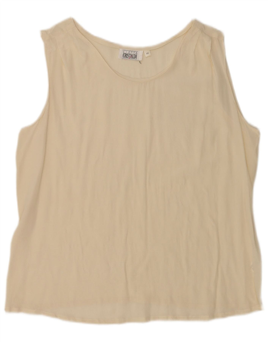 Blusa Cristaldi Mujer Sin Mangas Top IT 50 XL Seda Beige