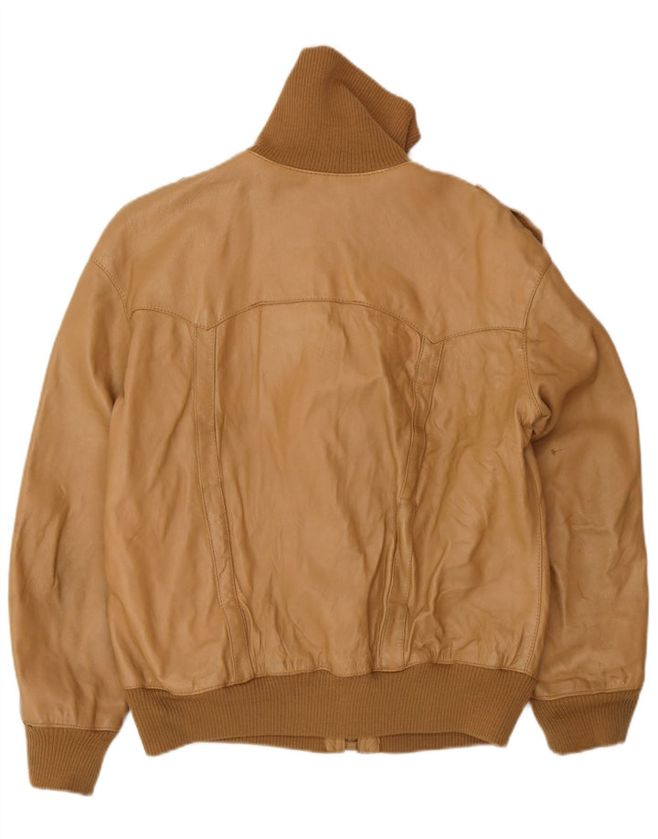 Vintage hombres militar bombardero chaqueta de cuero Reino Unido 38 medio beige