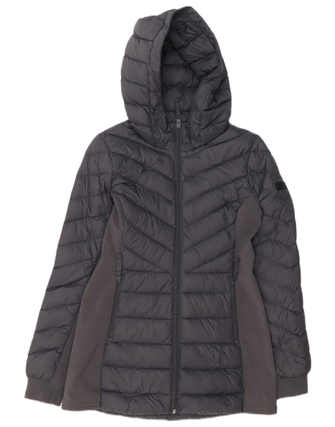 HOLLISTER Chaqueta acolchada con capucha para mujer UK 10 Small Grey Nylon