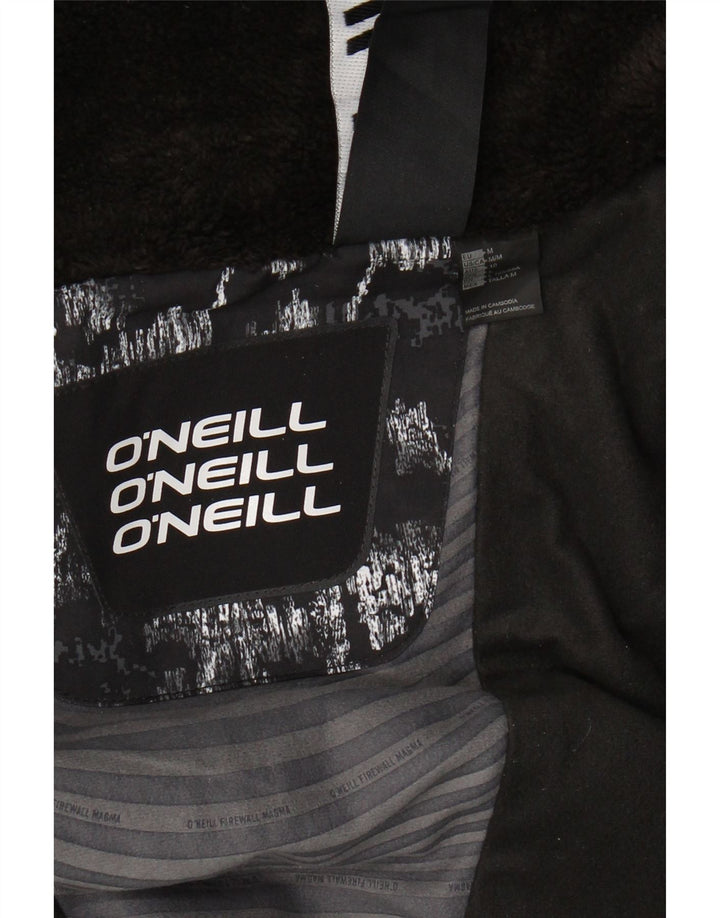 O'NEILL Chaqueta impermeable con capucha y estampado abstracto para mujer, talla 44, talla M, color negro