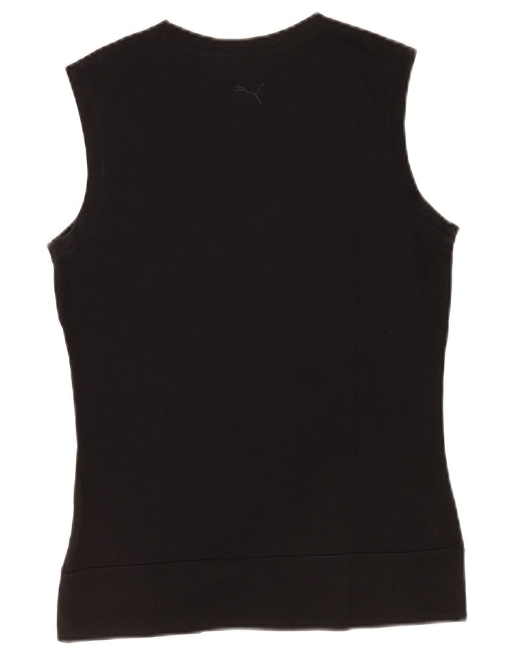 Puma Mujer Gráfico Chaleco Top UK 12 Mediano Negro Algodón