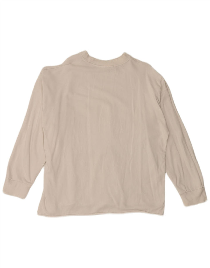 Zara Mujer Sudadera De Gran Tamaño Jersey UK 10 Small White Cotton