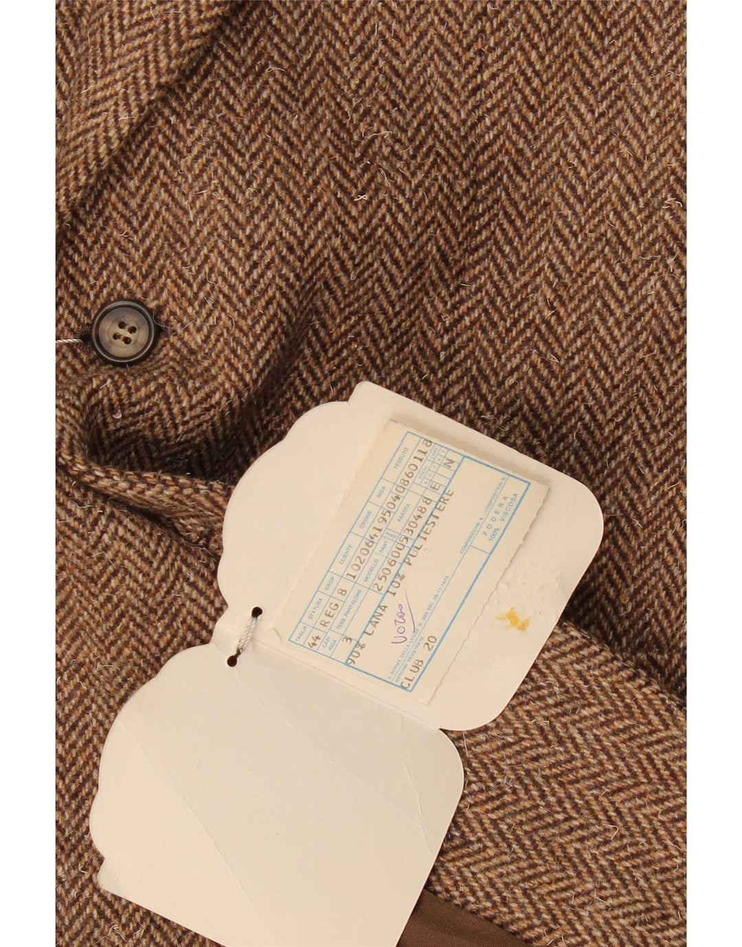 Vintage hombres 2 botones Blazer chaqueta IT 44 XS marrón lana de espiga