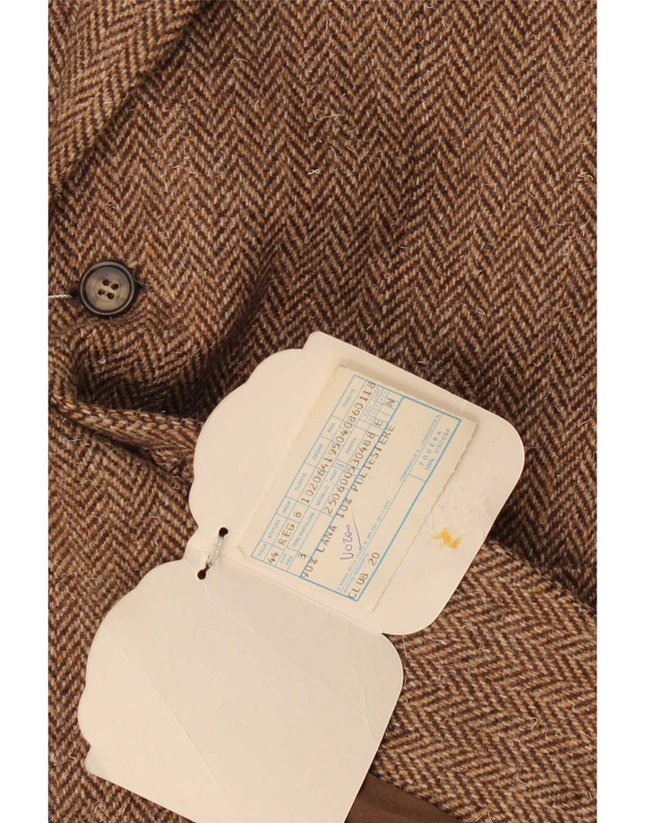 Vintage hombres 2 botones Blazer chaqueta IT 44 XS marrón lana de espiga
