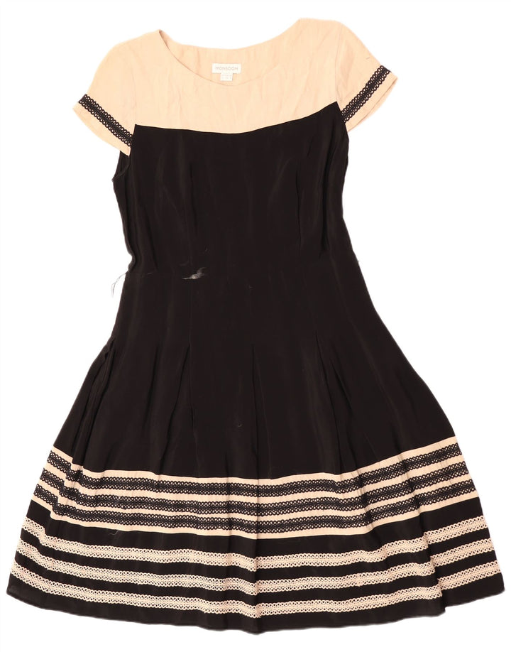 Monsoon Vestido acampanado para mujer, talla 42, viscosa color negro mediano