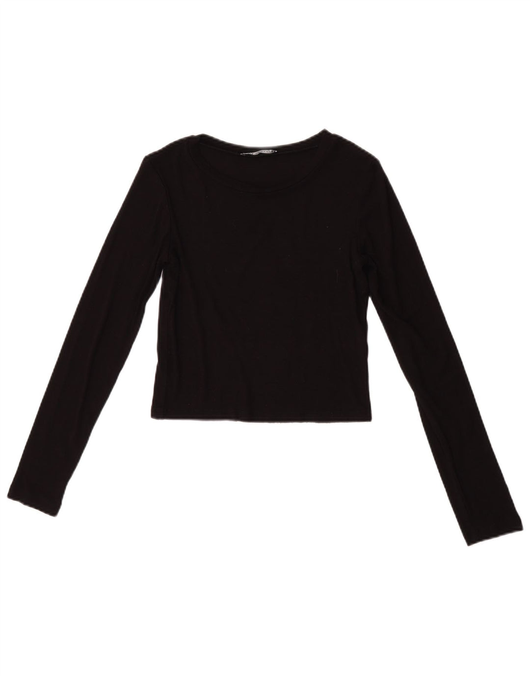 Zara Mujer Crop Top Manga Larga UK 8 Small Negro