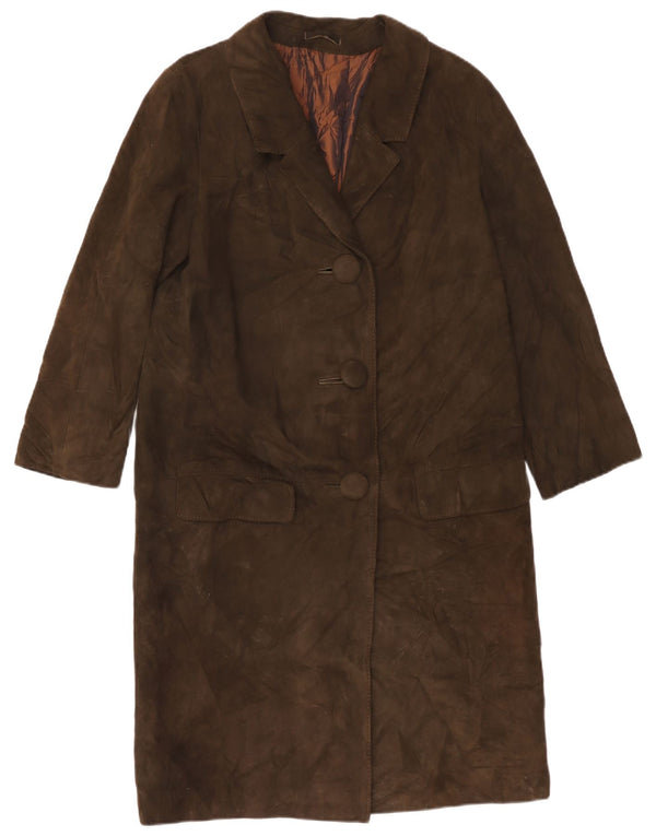 Vintage mujer ante abrigo Reino Unido 14 marrón medio