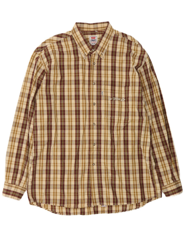 LEVI'S Camisa Hombre XL Beige Cuadros Algodón