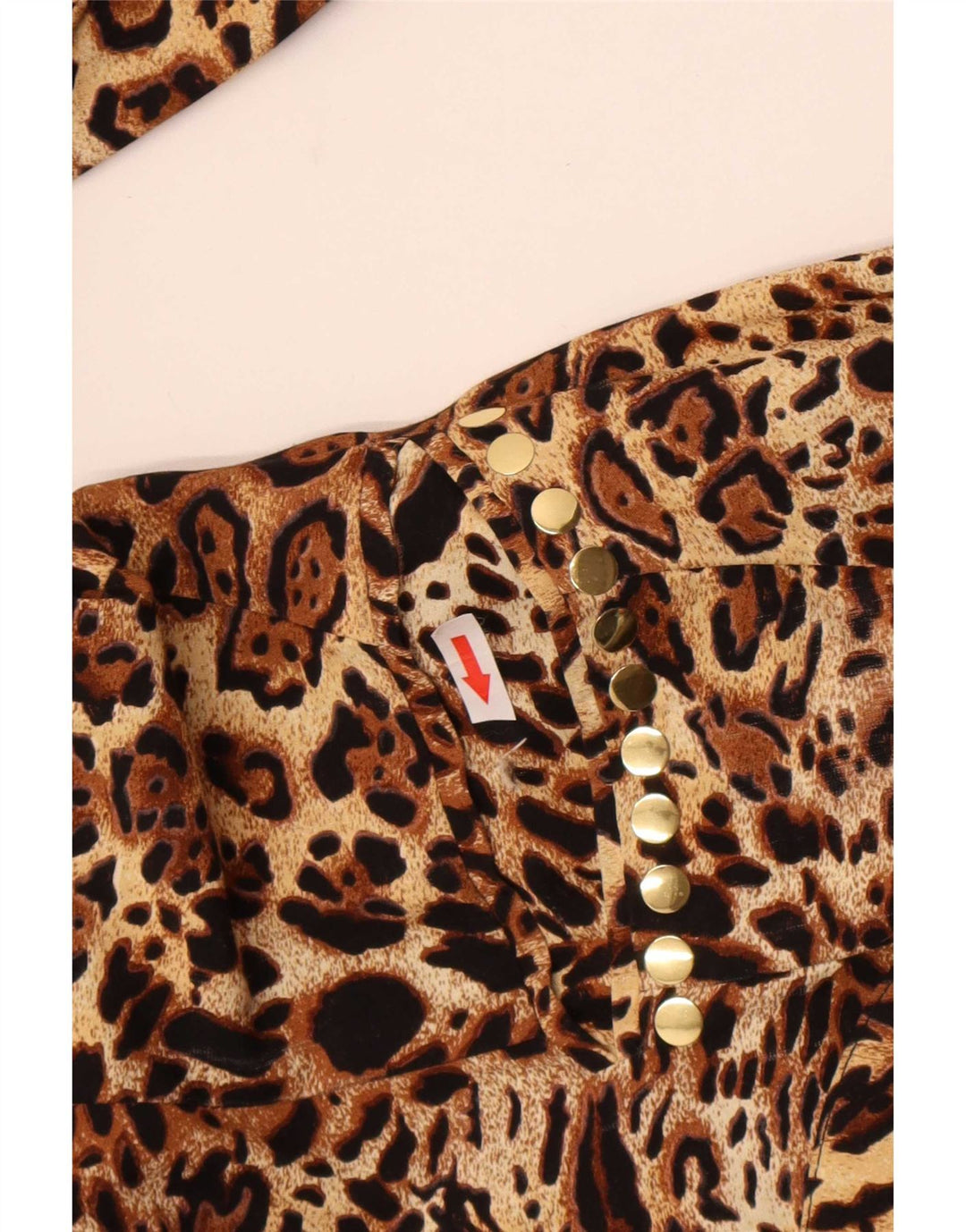 Vintage Mujer 2 Botones Blazer Chaqueta IT 48 XL Marrón Animal Print Viscosa