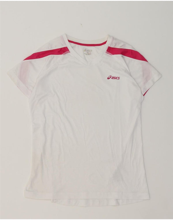 ASICS Womens T-Shirt Top UK 16 Large White Colourblock Polyester