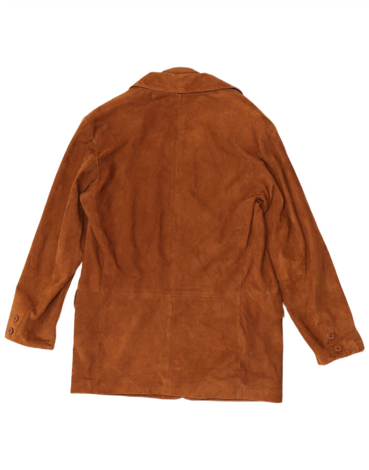 Vintage hombres 3 botones ante Blazer chaqueta IT 48 cuero marrón medio