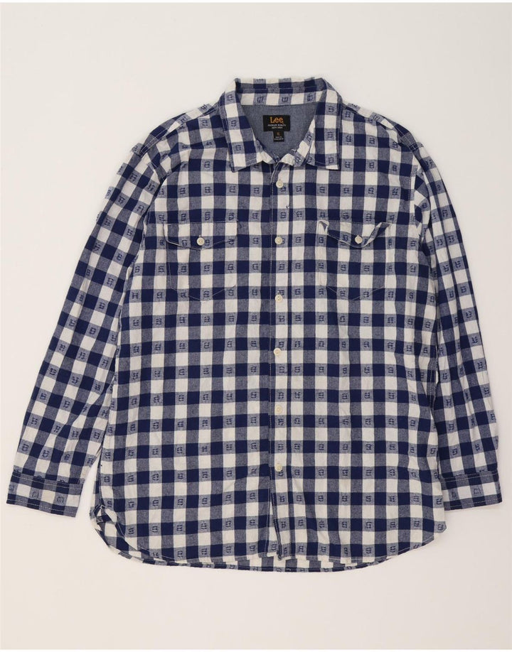 Lee Camisa Holgada Para Hombre XL De Algodón A Cuadros Azul Marino
